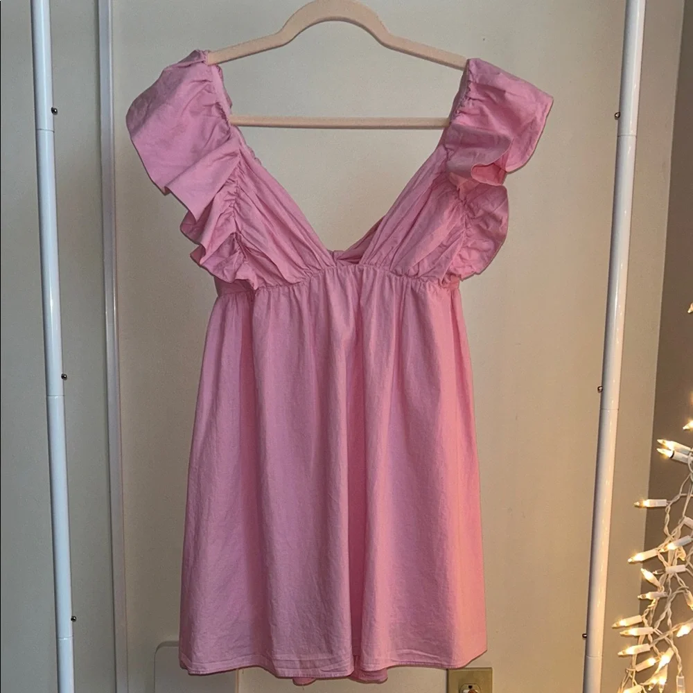 Pink Ruffled Women's Dress - Picture 1 of 4